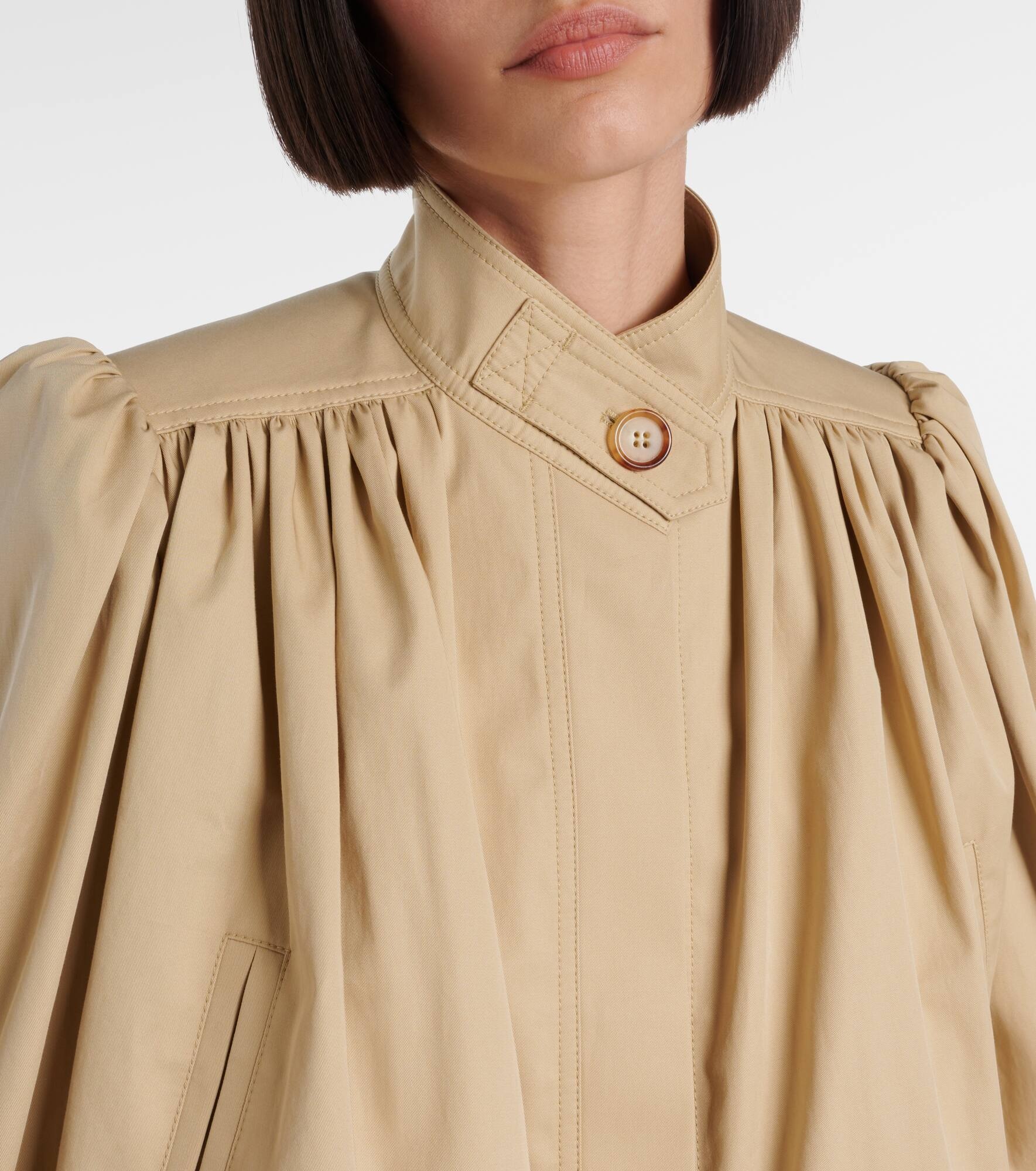 Gathered cotton gabardine jacket - 4