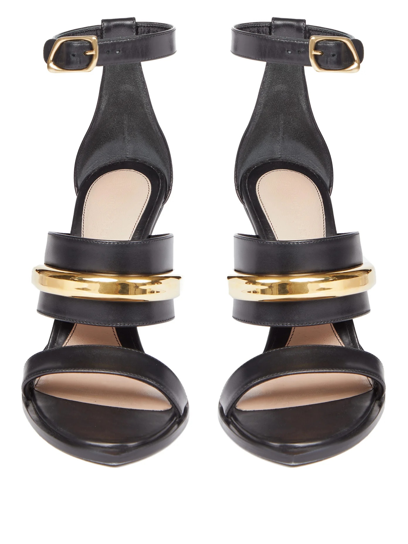 Oval-heel leather sandals - 5