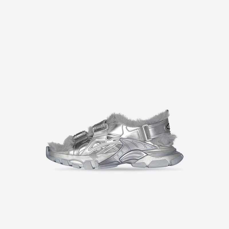 Men's Track Sandal Fake Fur in Silver 4