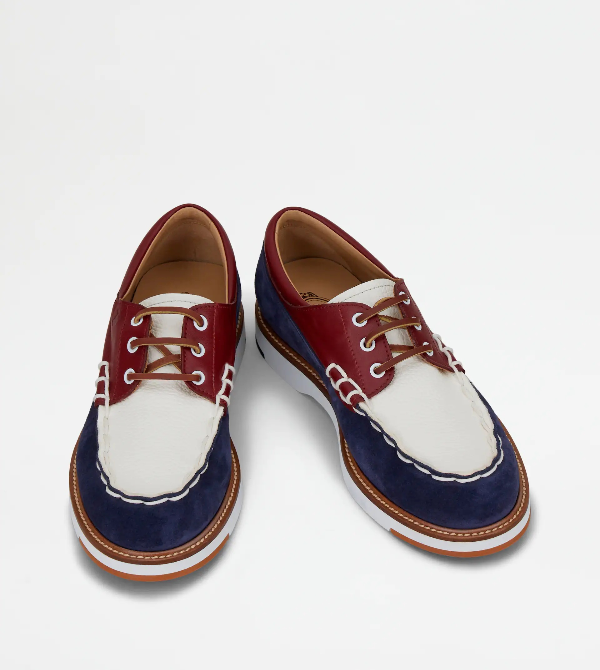 LACE-UPS IN LEATHER - BLUE, WHITE, RED - 5