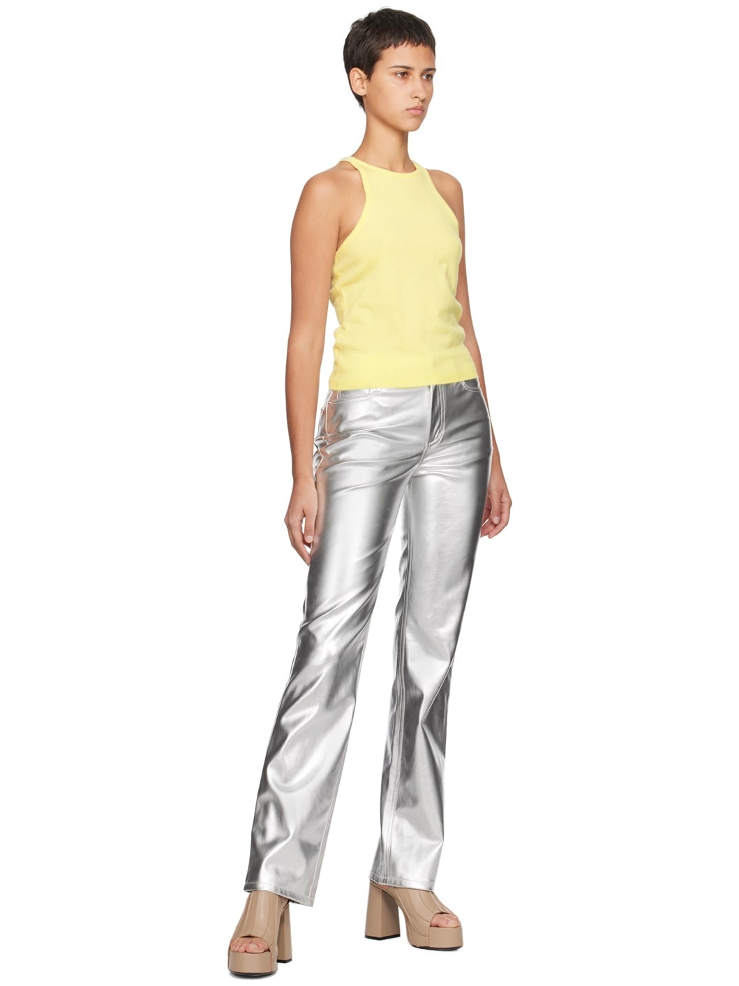 Silver Chisel Faux-Leather Trousers - 4