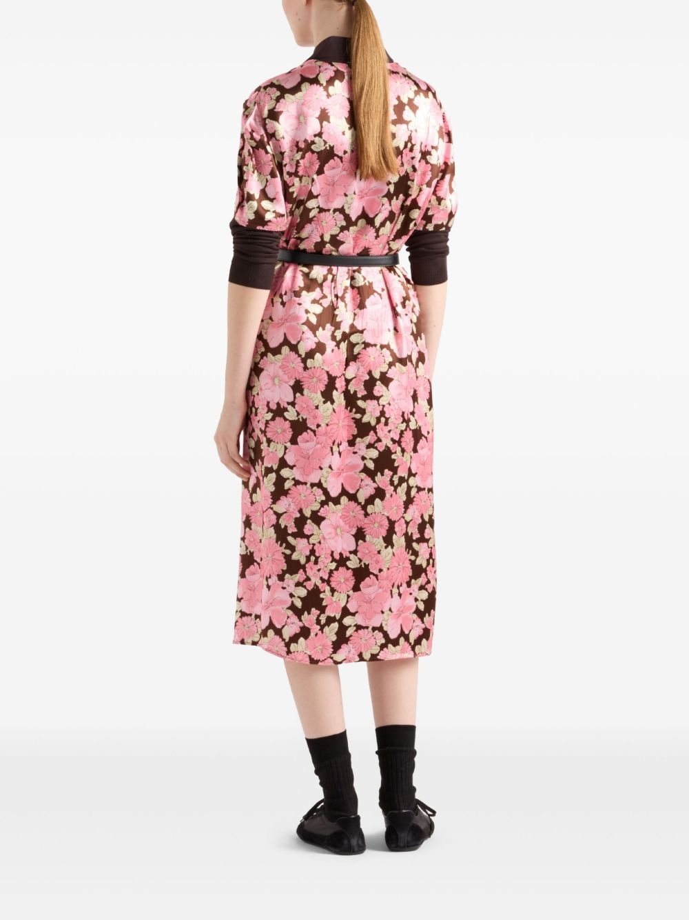embroidered satin dress - 3