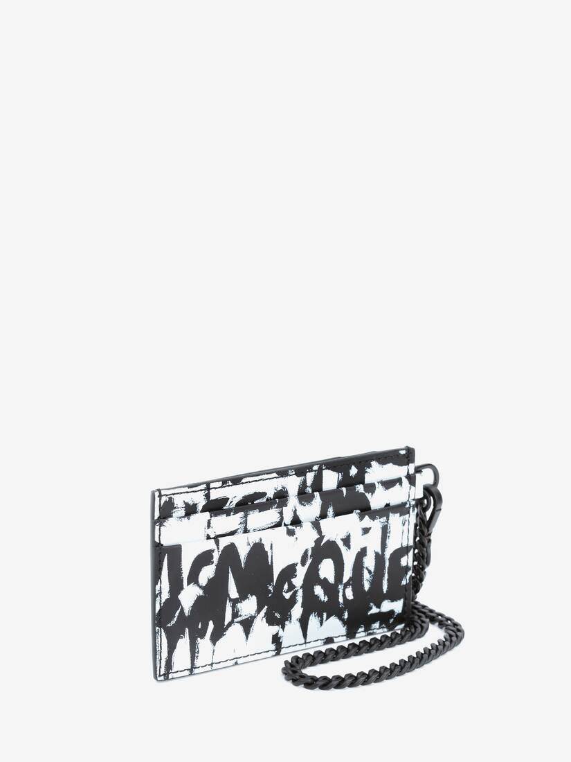 Mcqueen Graffiti Chain Card Holder in Black/white - 2