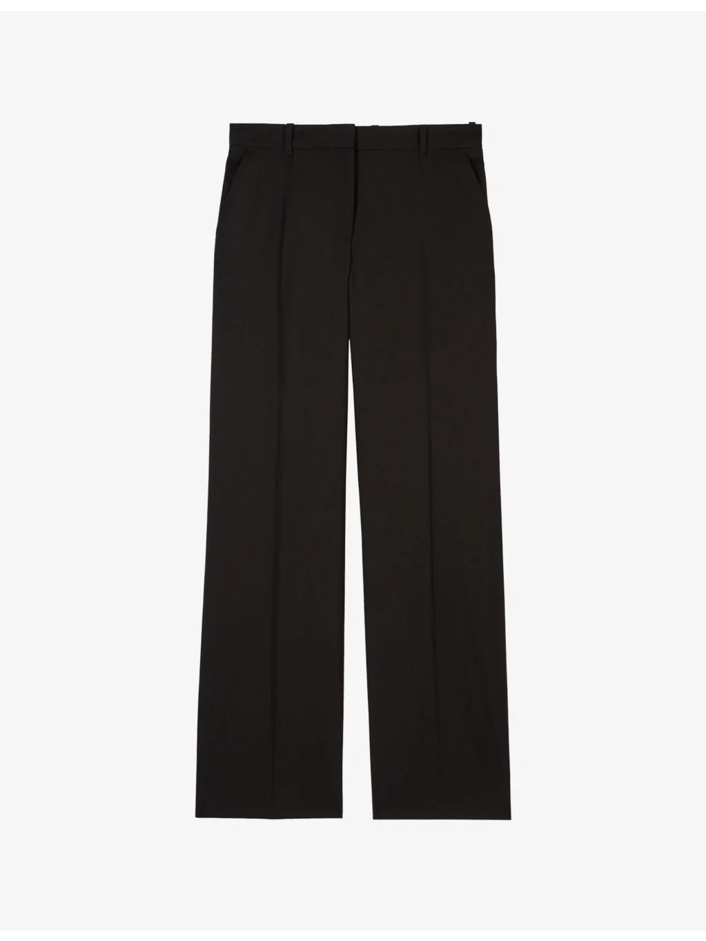Pressed-crease straight-leg high-rise wool trousers - 1