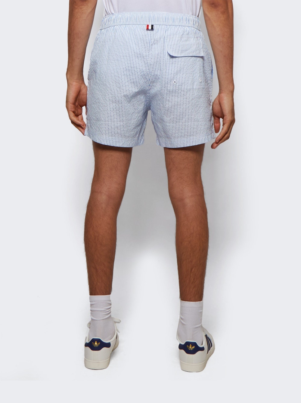 Drawcord Waist Swim Short In Seersucker Blue - 5