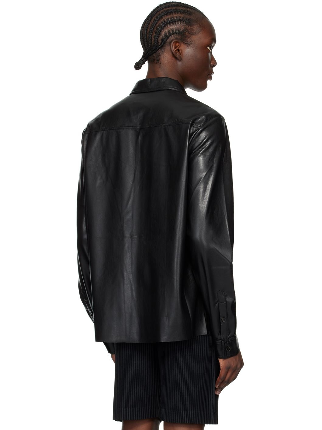Black Duco Vegan Leather Shirt - 3