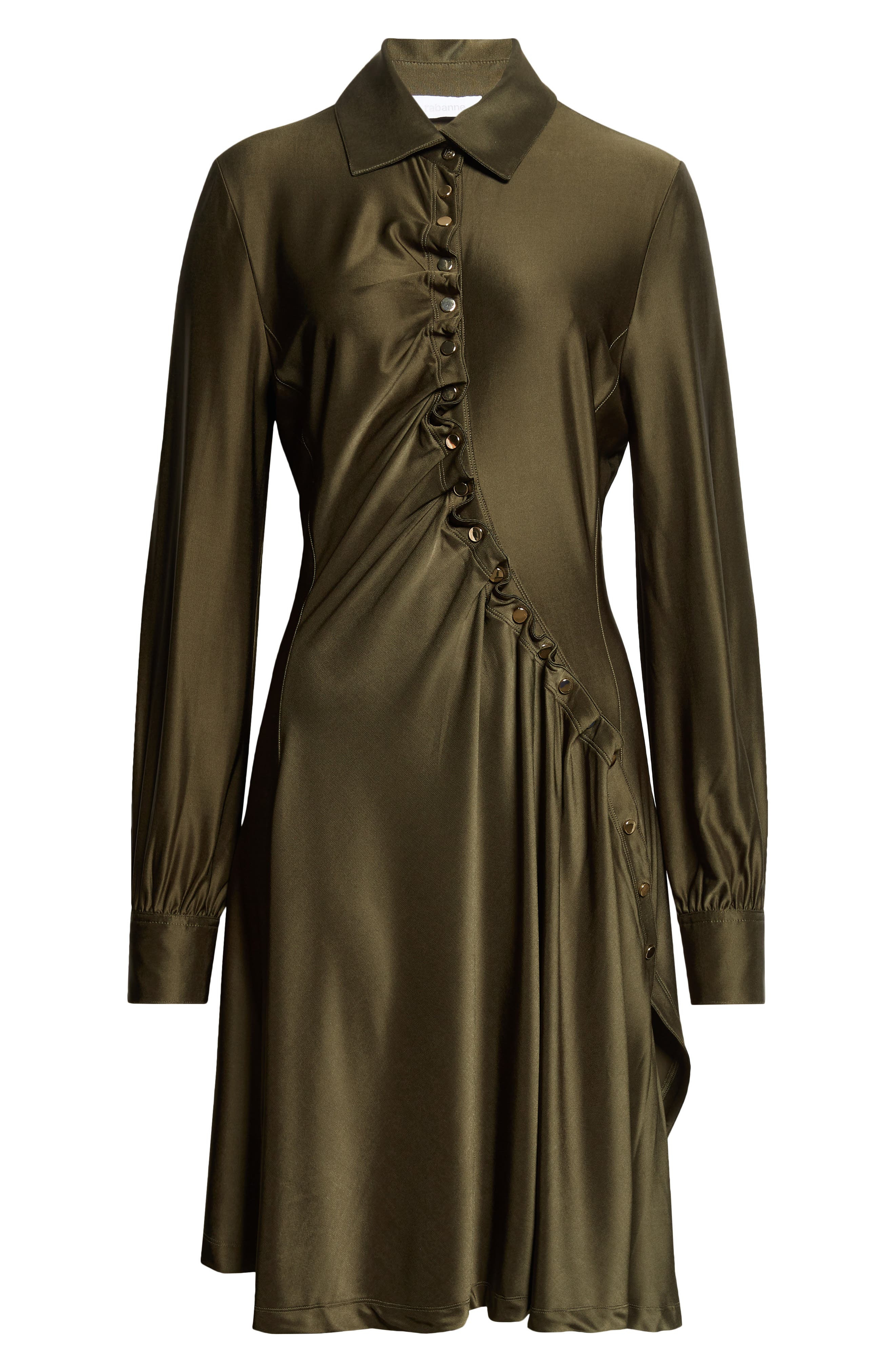 Rabanne Draped Long Sleeve Jersey Minidress in New Kaki at Nordstrom - 5