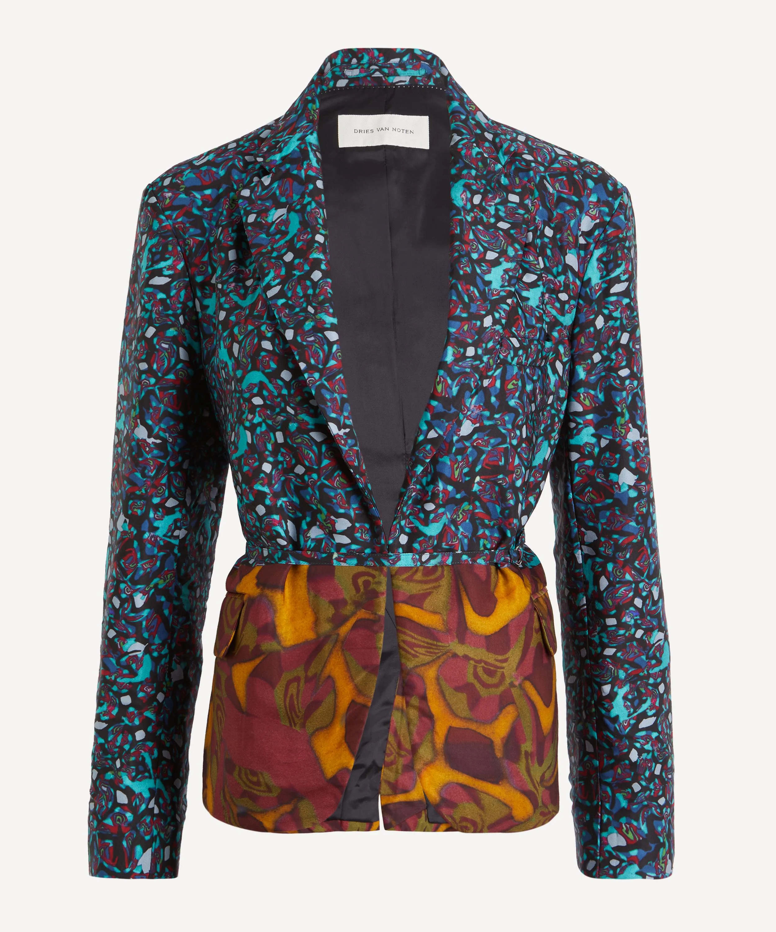 Contrast Print Double-Breasted Blazer - 1