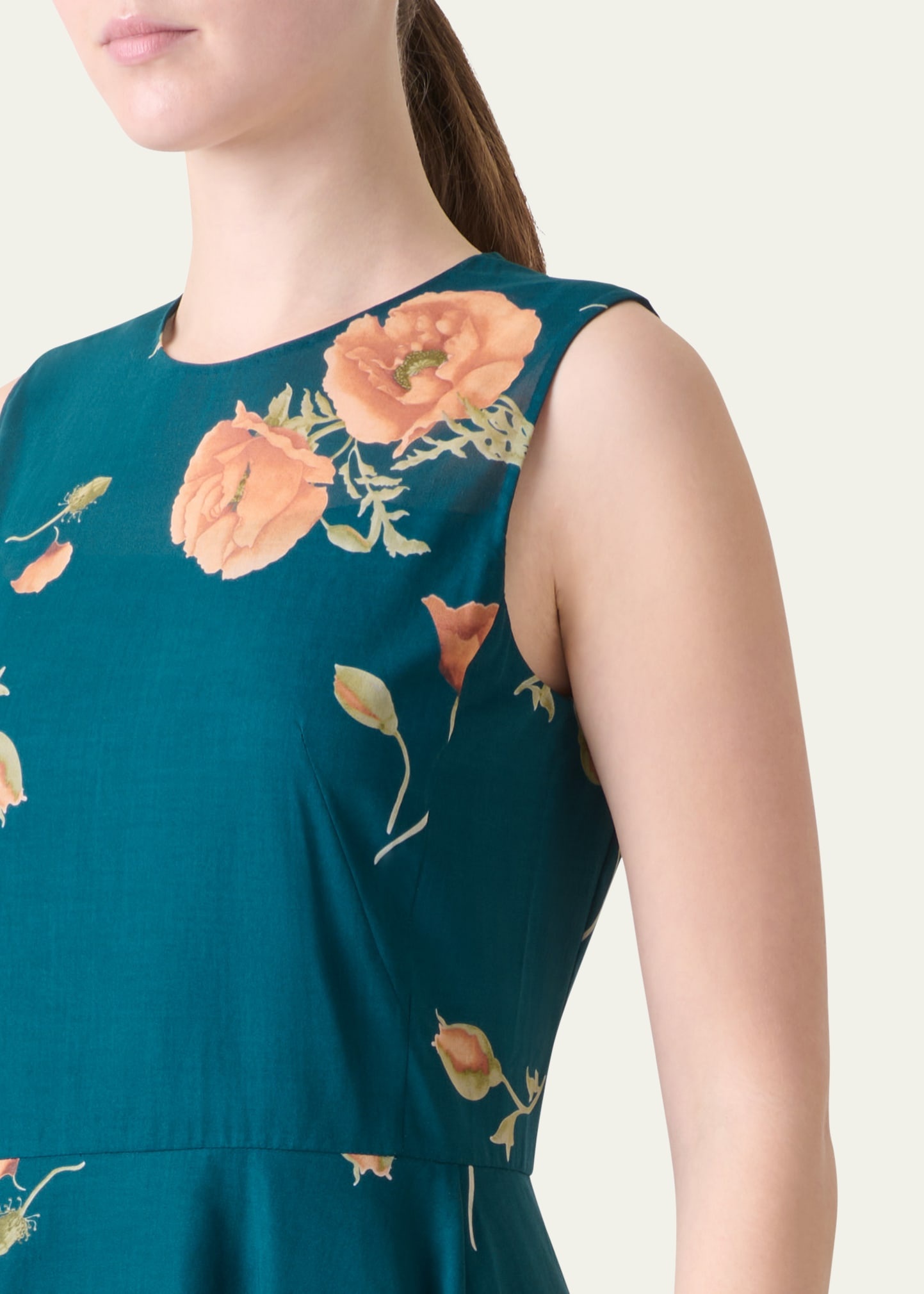 Anemone Print Belted Fit-and-Flare Voile Dress - 5
