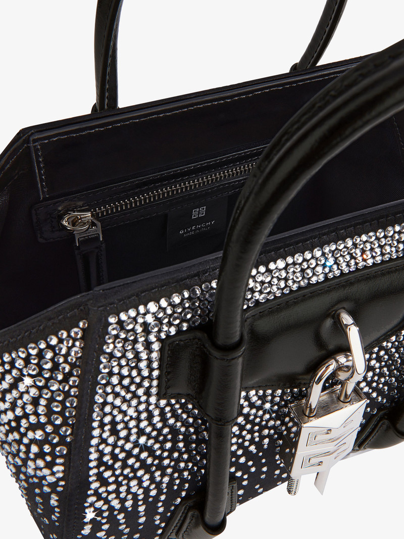 MINI ANTIGONA LOCK BAG IN SATIN WITH STRASS 4
