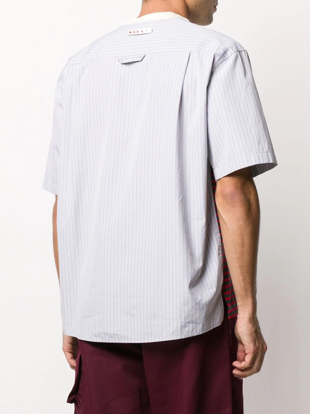 contrast stripe panel T-shirt - 4