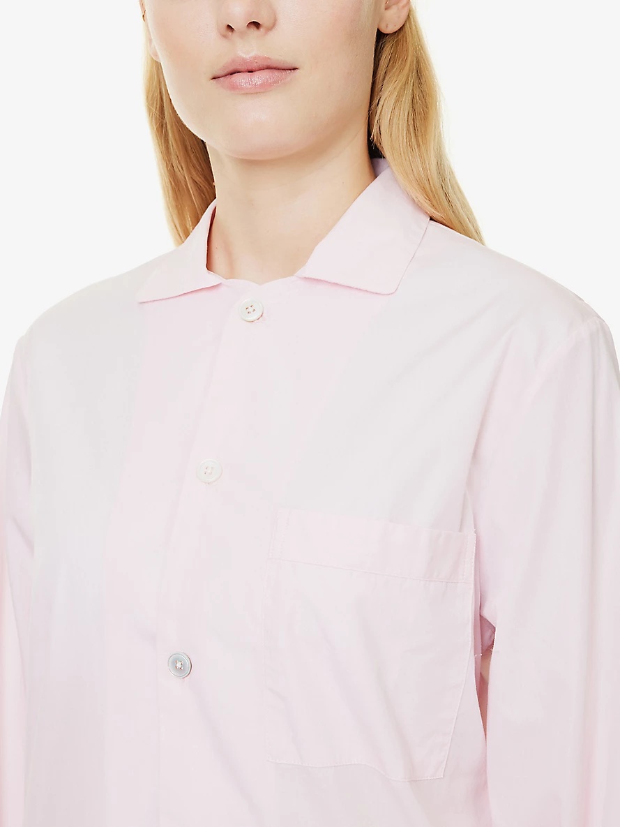 Striped patch-pocket organic-cotton pyjama shirt - 4