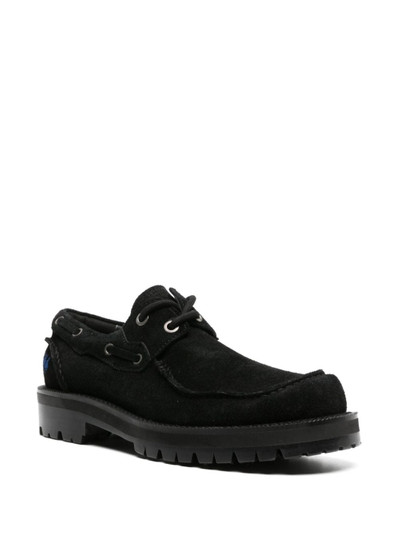 ADER error square-toe leather boat shoes outlook