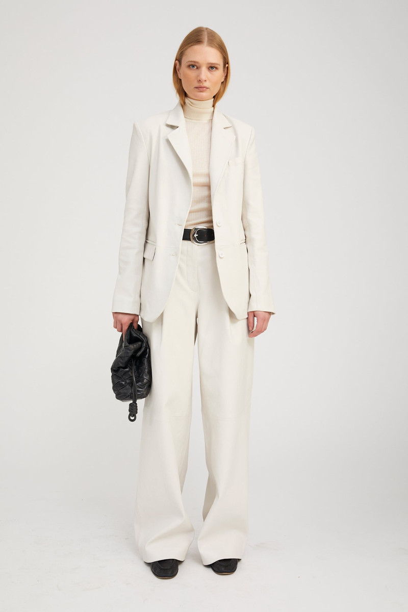 SPRWMN SHELL LEATHER PALOMA PLEATED TROUSERS outlook