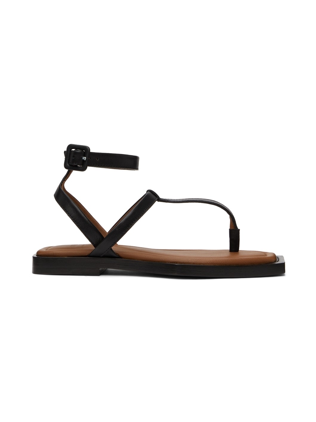 Black Flat Sandals - 1