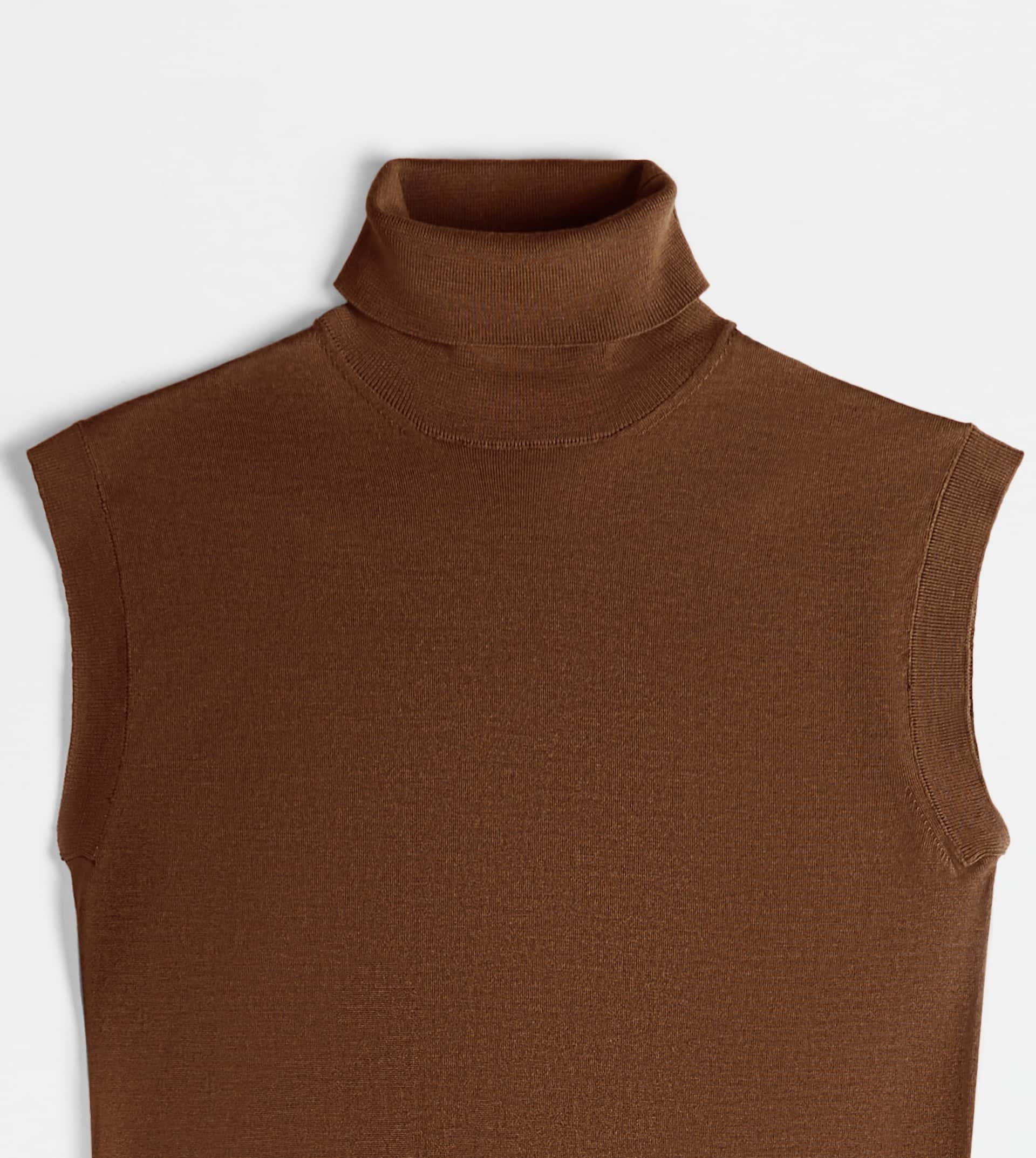 DRESS IN SILK BLEND KNIT - BROWN - 7