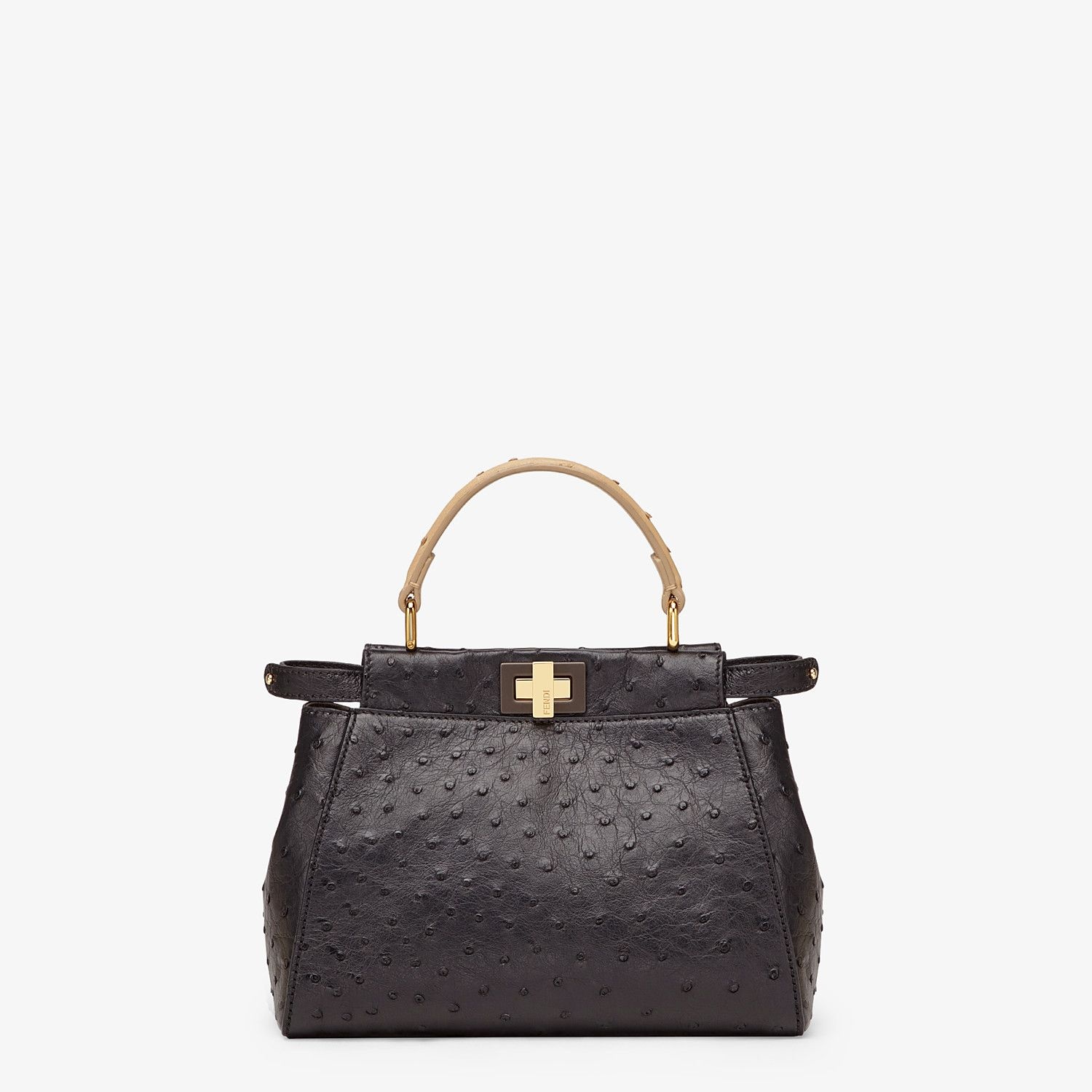 Black ostrich leather bag - 1