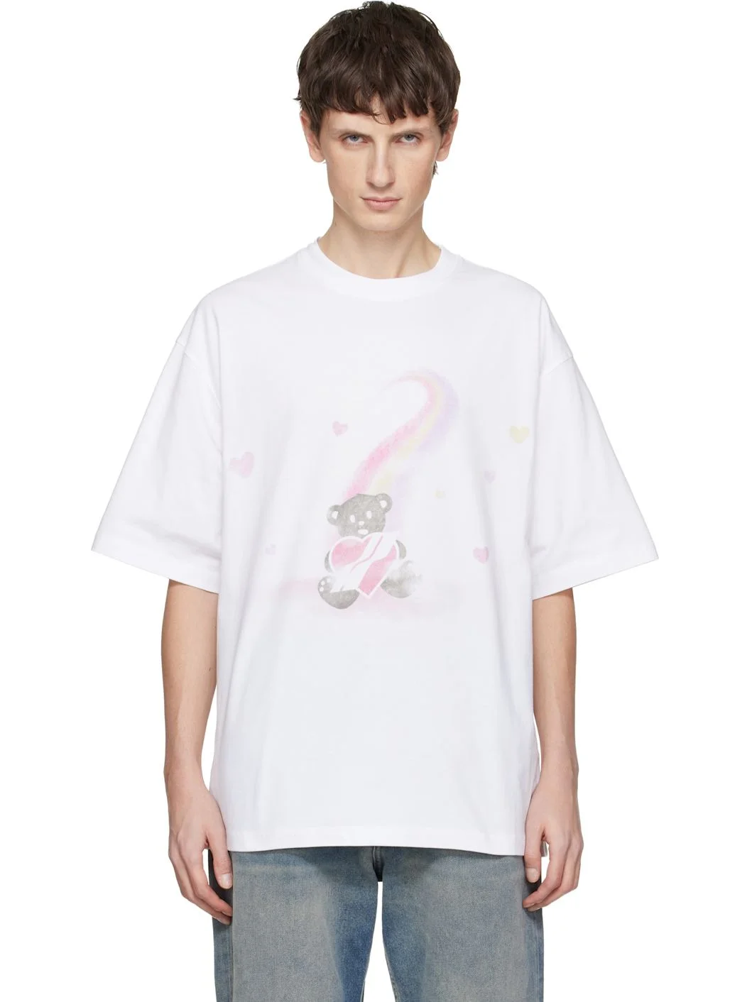 White Teddy Bear Print T-shirt - 1