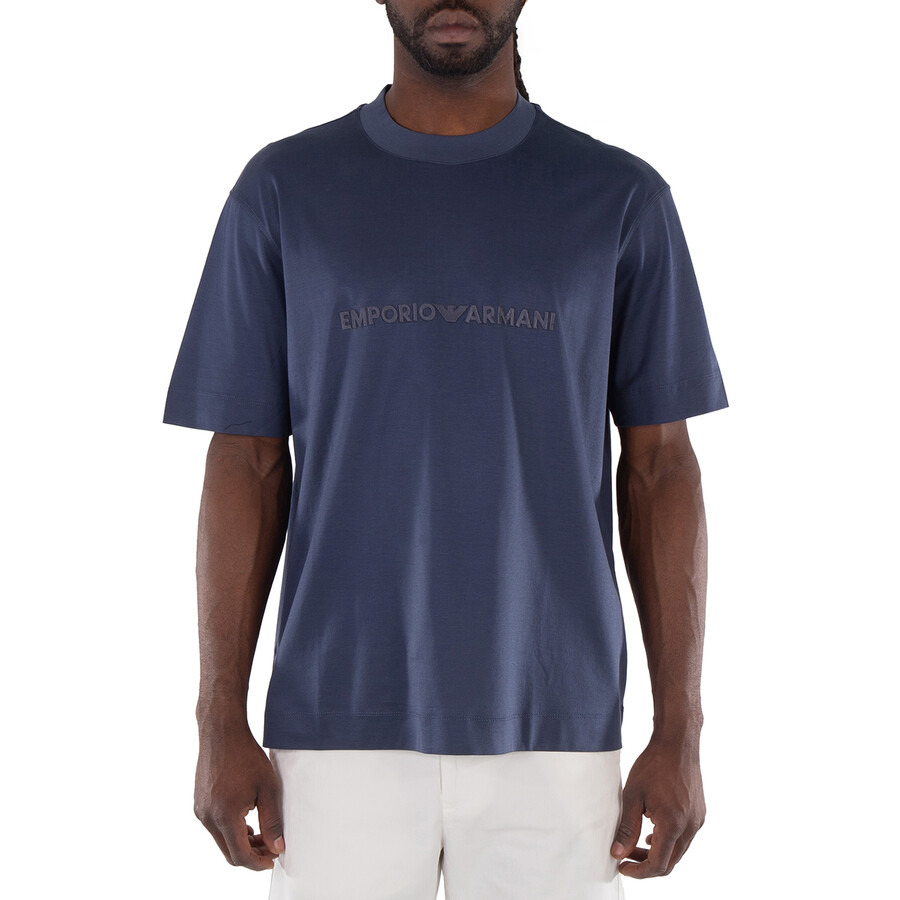 Emporio Armani Logo Embroidered Lyocell-Blend T-Shirt - 1