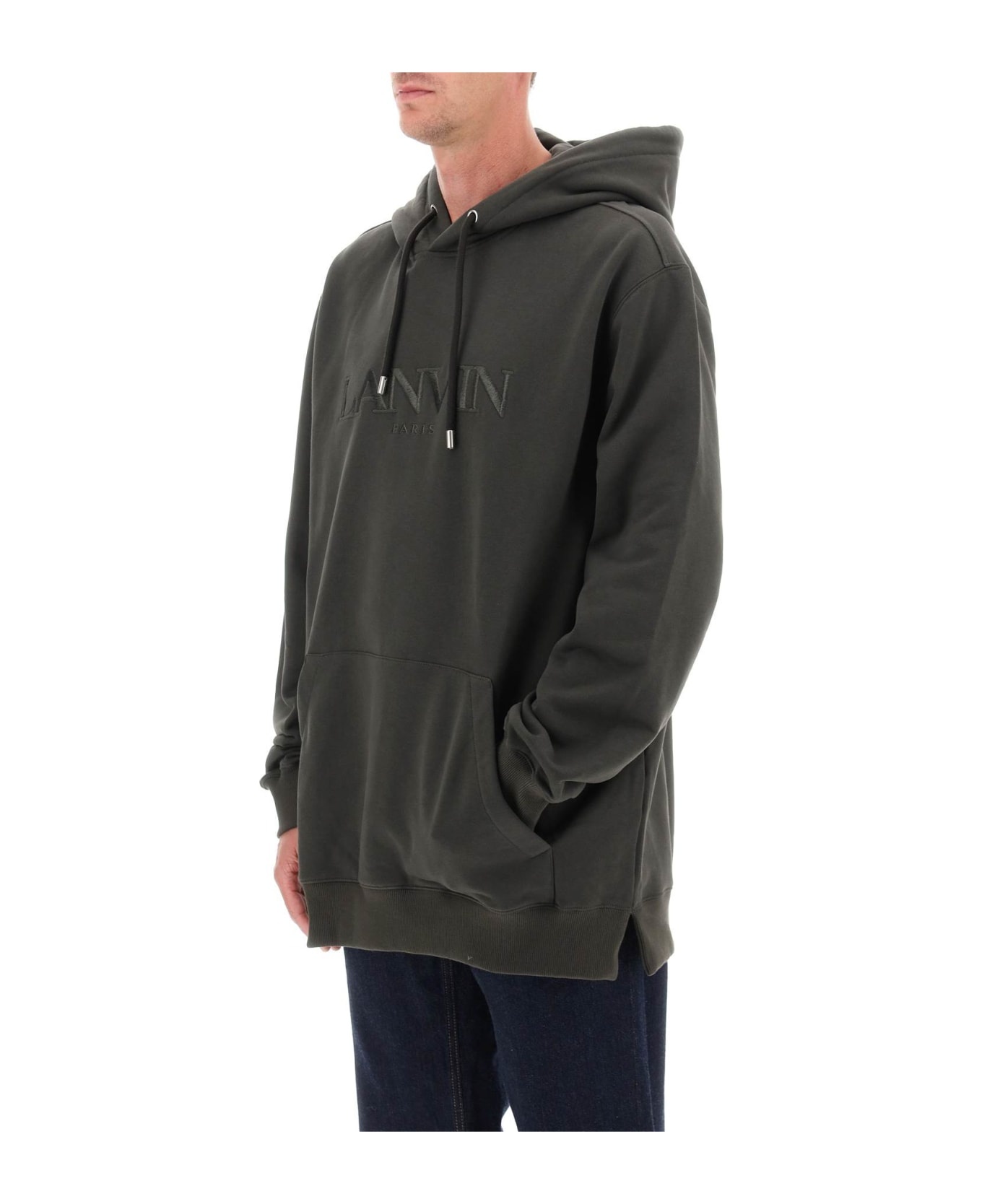 Dark Green Cotton Oversize Sweatshirt - 4