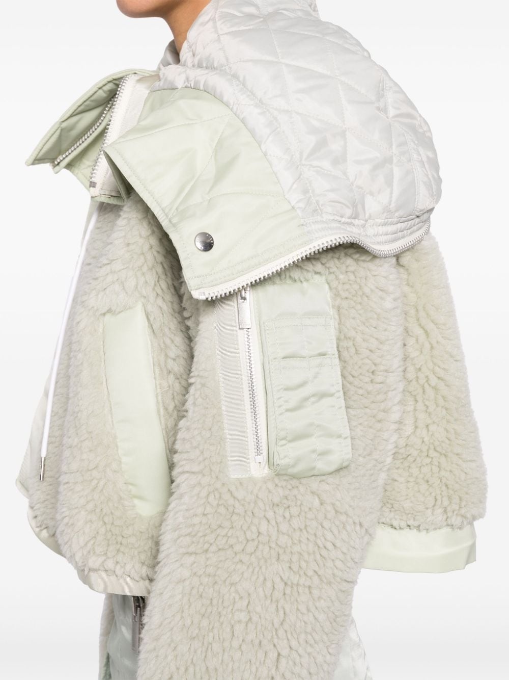 panelled-design fleece jacket - 5