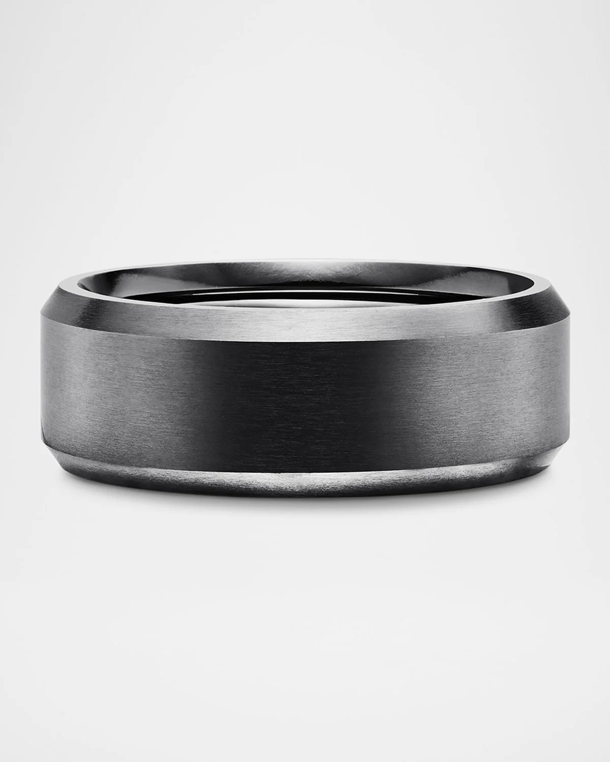 Men's Streamline Beveled Band Ring in Black Titanium, 8.5mm - 1