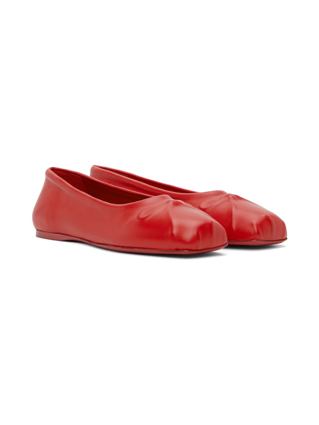 Red Seamless Little Bow Ballerina Flats - 4