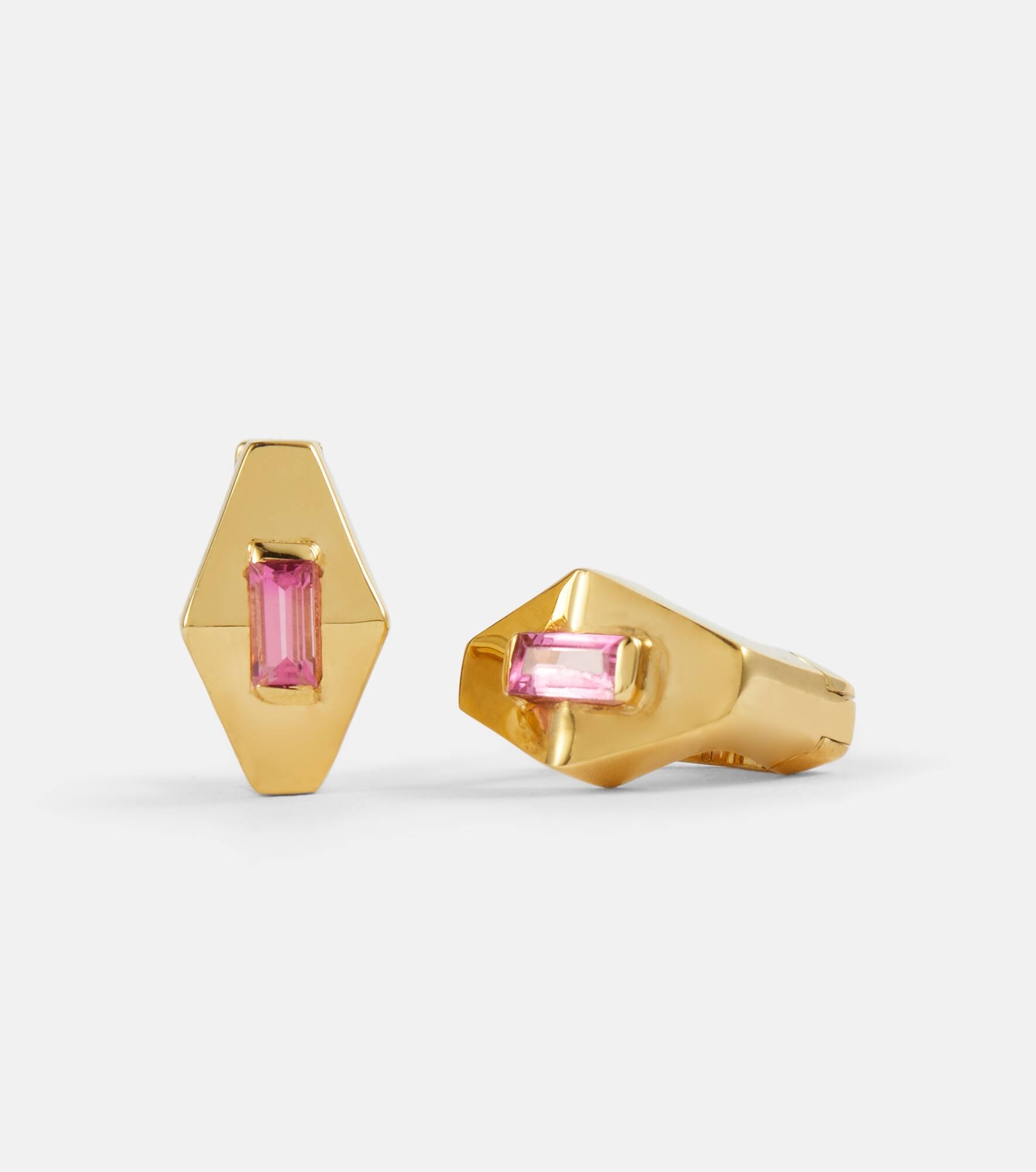 Deco Rombo Mini 9kt gold earrings with tourmaline - 4