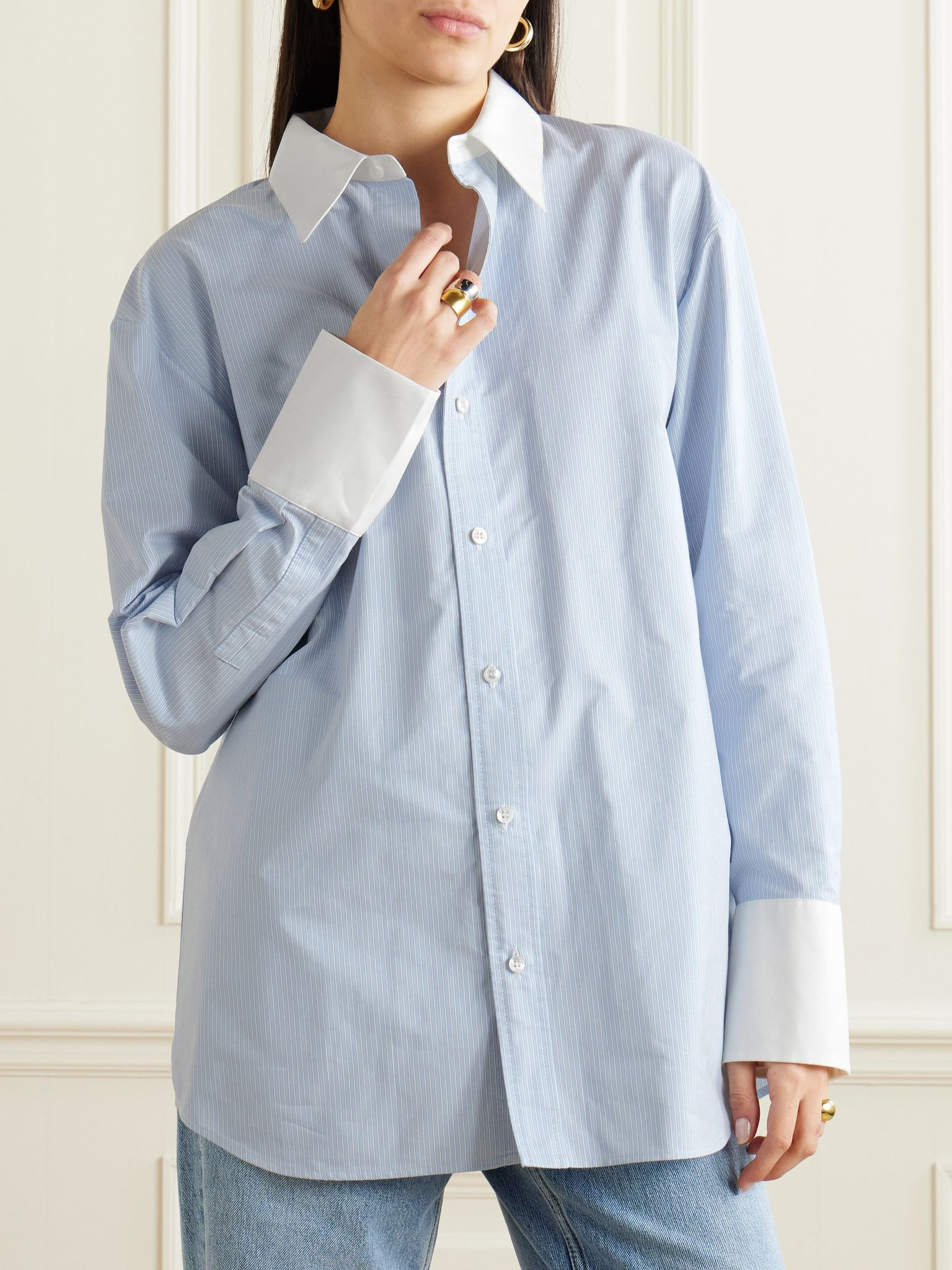 Cotton-poplin shirt Light blue - 3