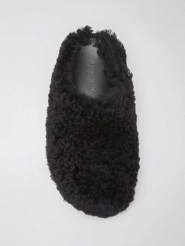 BLACK SHEARLING MULE - 4