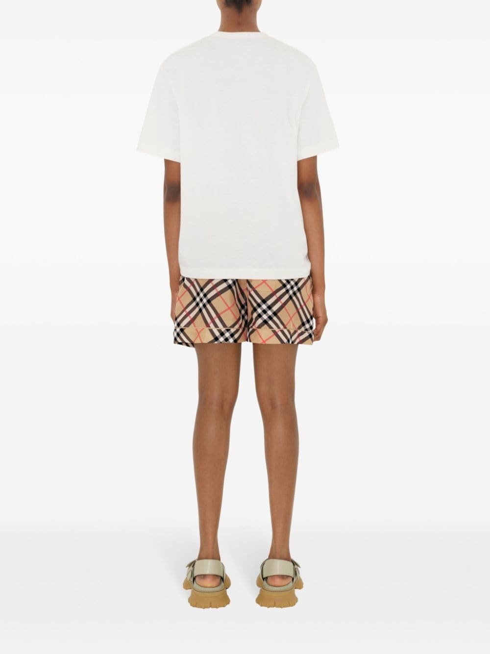 check-print silk shorts - 4