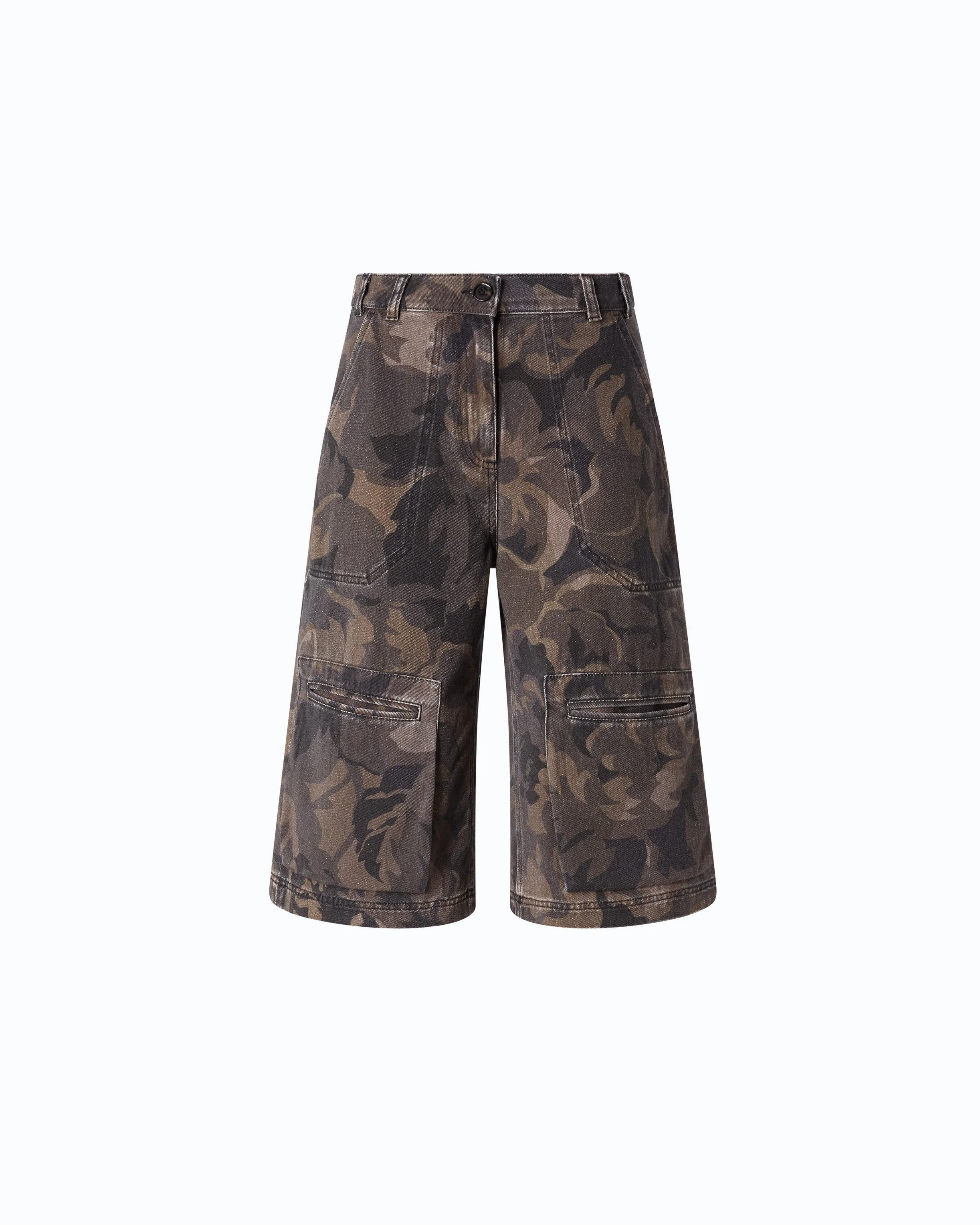 COTTON BERMUDA SHORTS WITH FLORAL CAMOUFLAGE MOTIF - 1