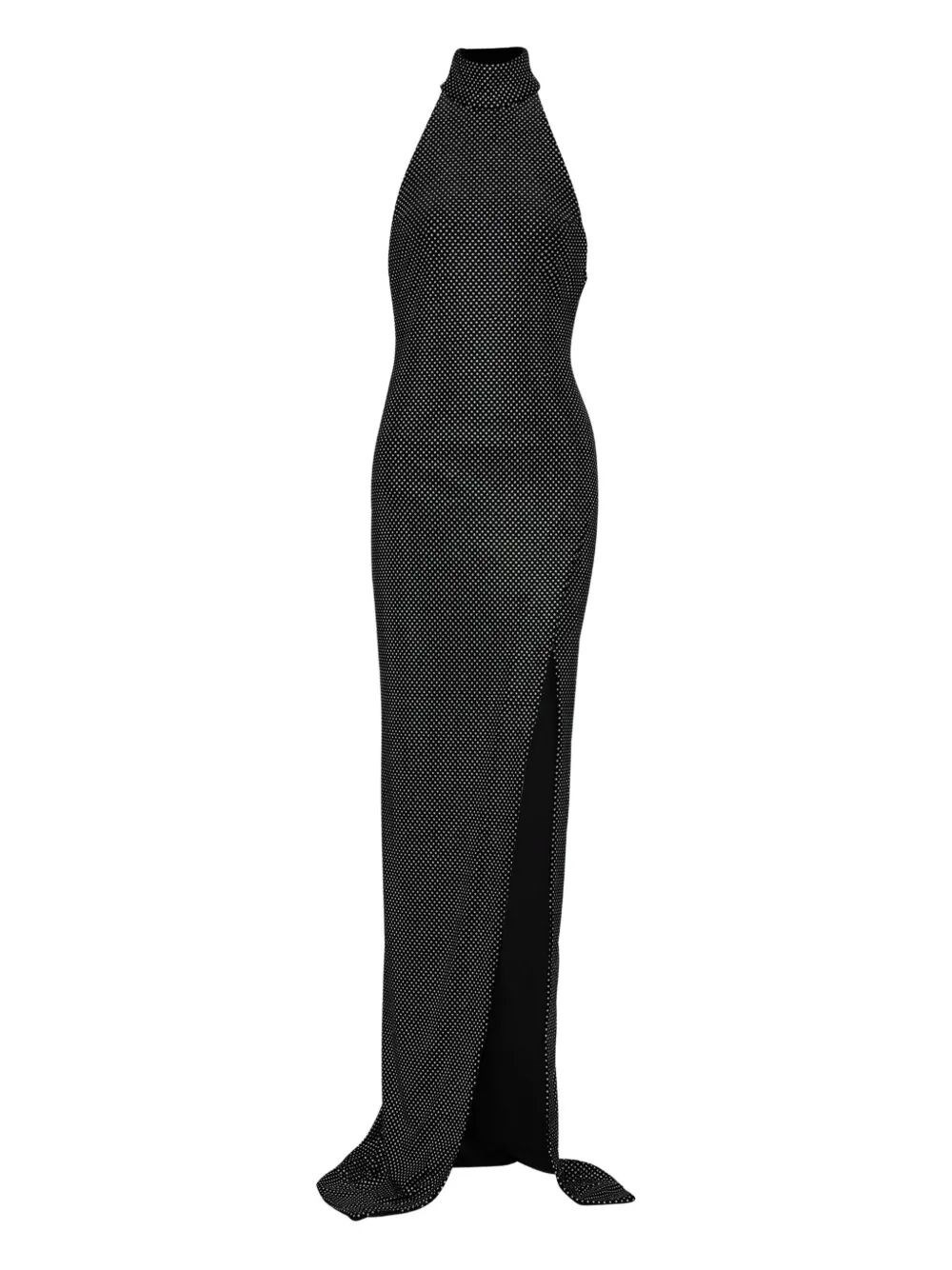 Introducing the 'HALTERNECK VELVET STRASS LONG DRESS', a stunning creation by BALMAIN in the dress c - 1
