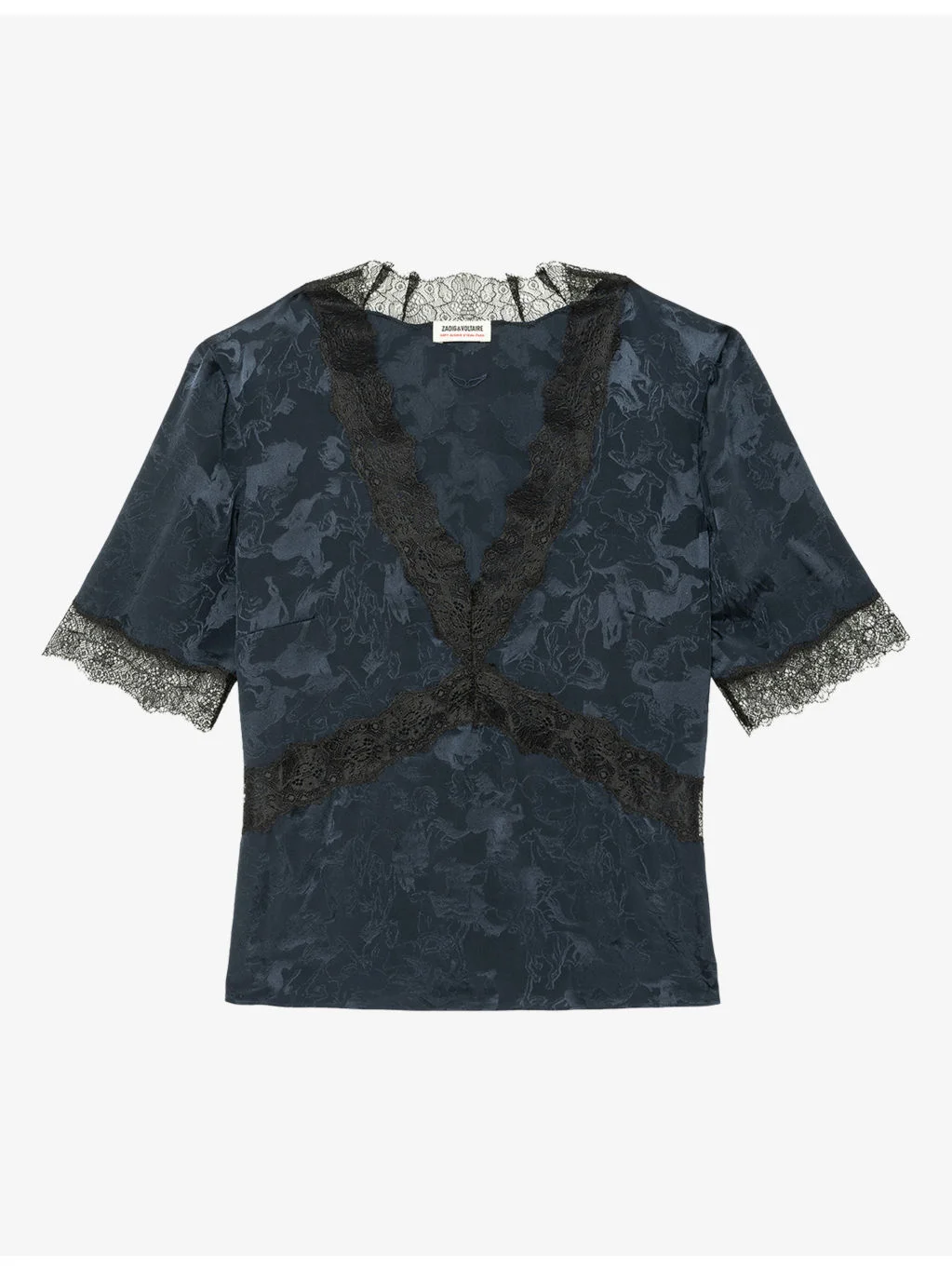 Tedoxa V-Neck Jacquard-Print Silk Top - 1