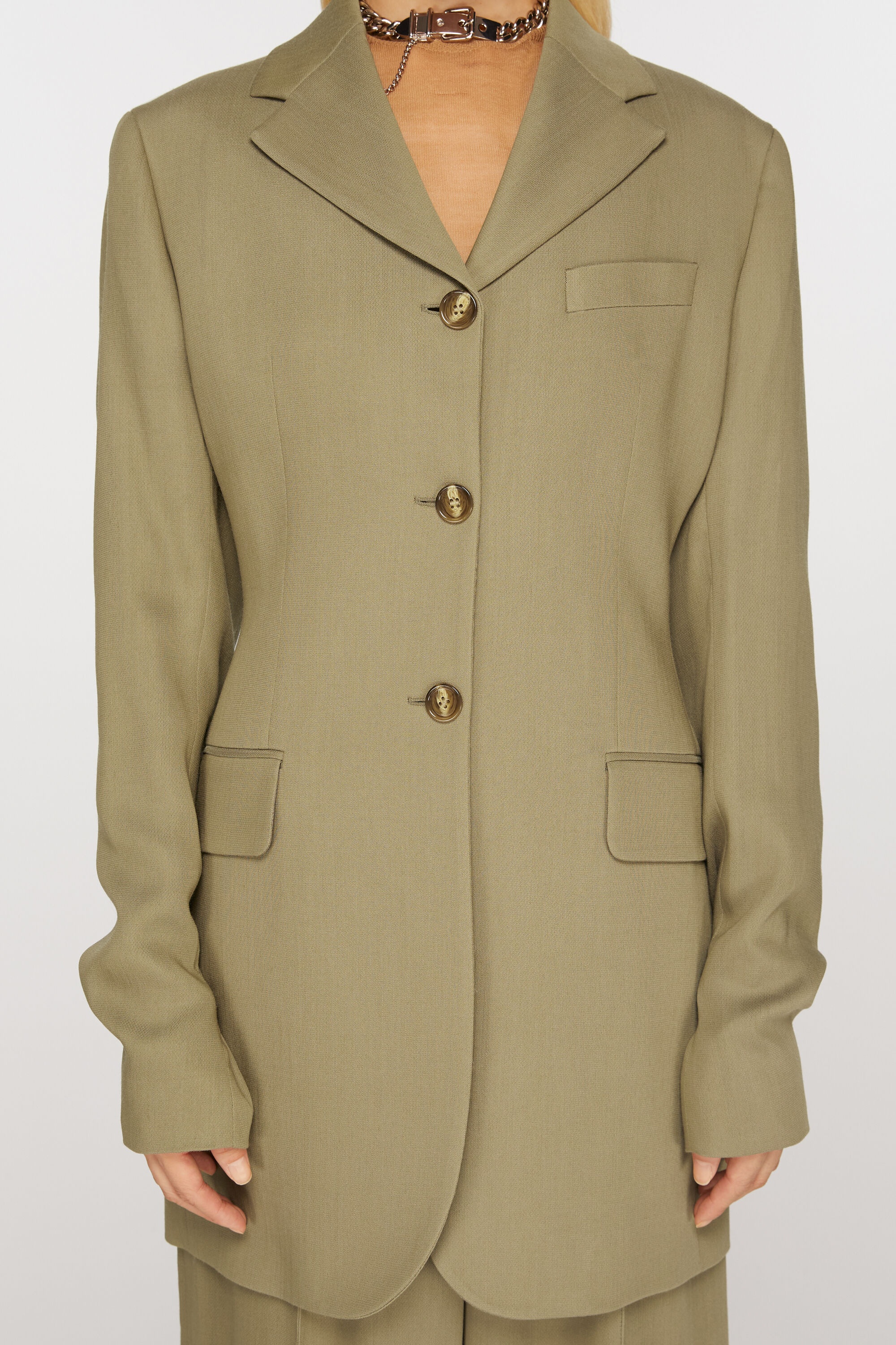 Single-breasted jacket - Mud beige - 5