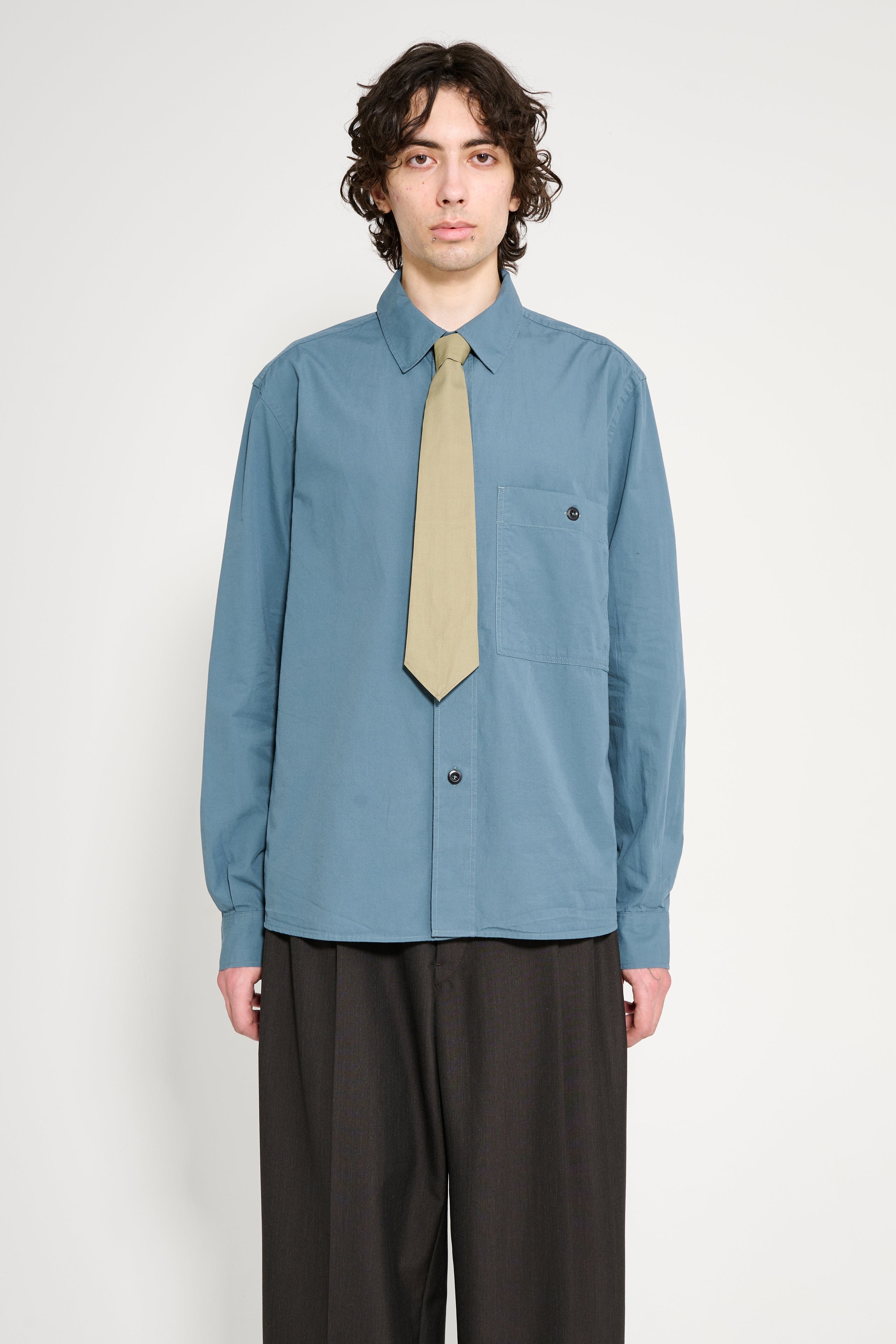 MARGARET HOWELL MHL TIE COMPACT COTTON POPLIN SAGE - 3