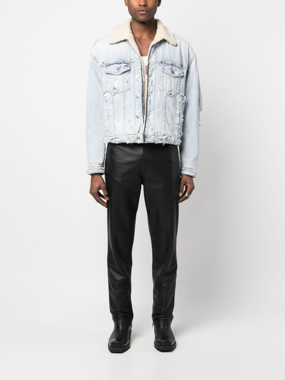 distressed denim jacket - 2