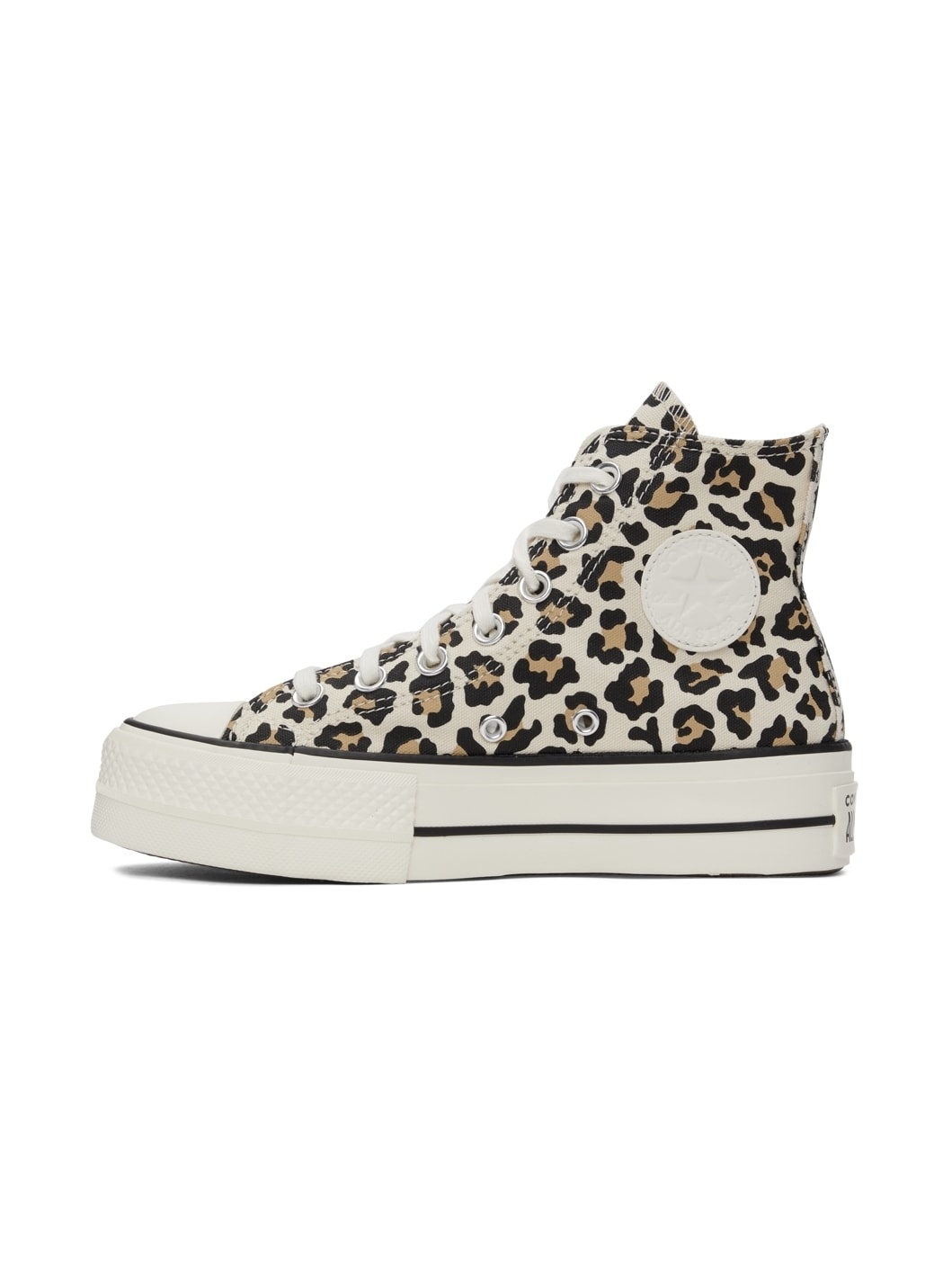 Beige & Brown Leopard Chuck Taylor All Star Lift High Sneakers - 3