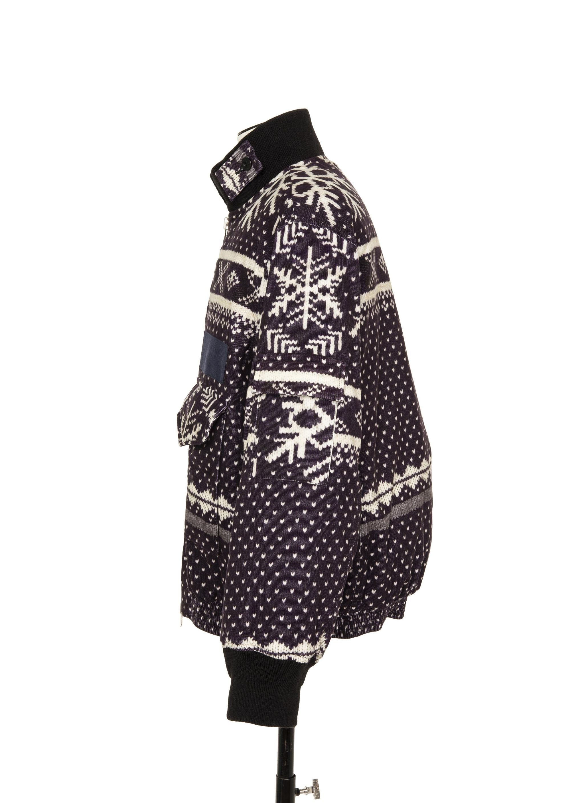 Pattern Knit Print Blouson - 2