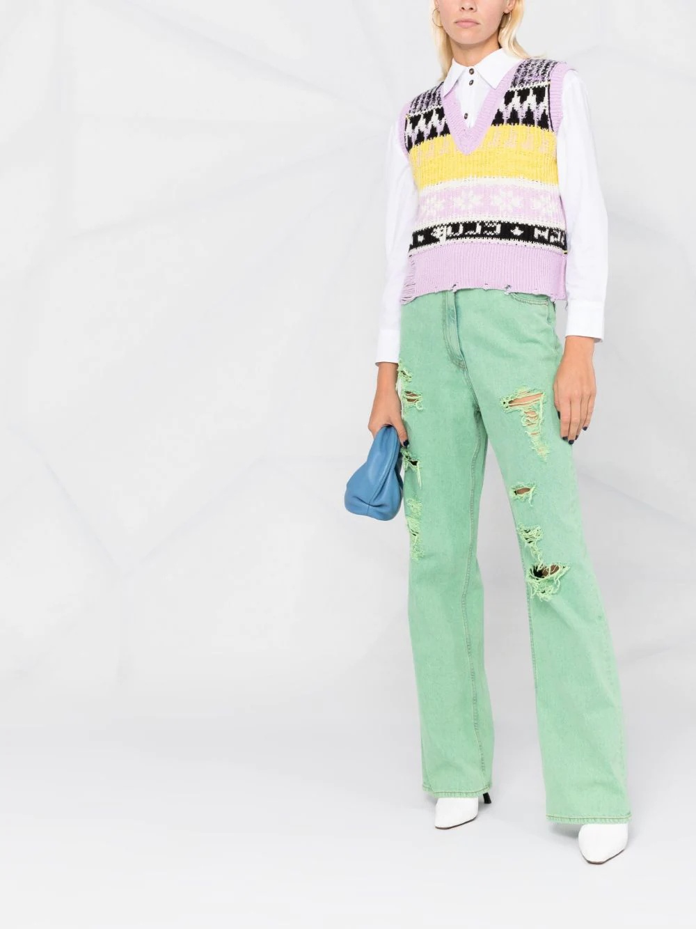 embroidered-logo distressed-effect jeans - 2