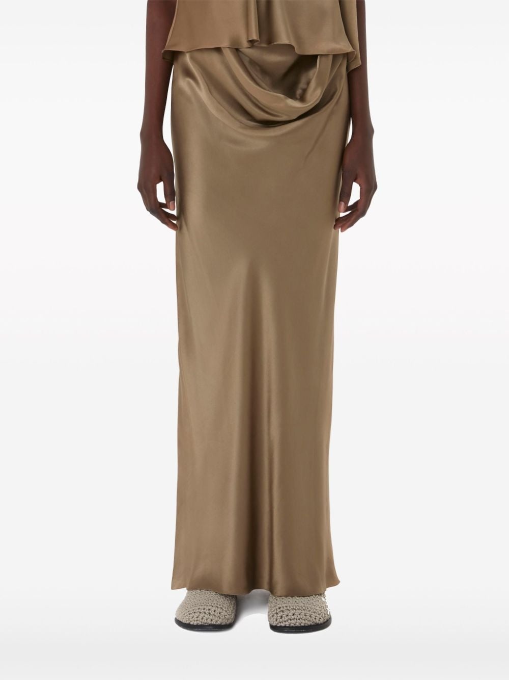 cowl-effect silk maxi skirt - 3