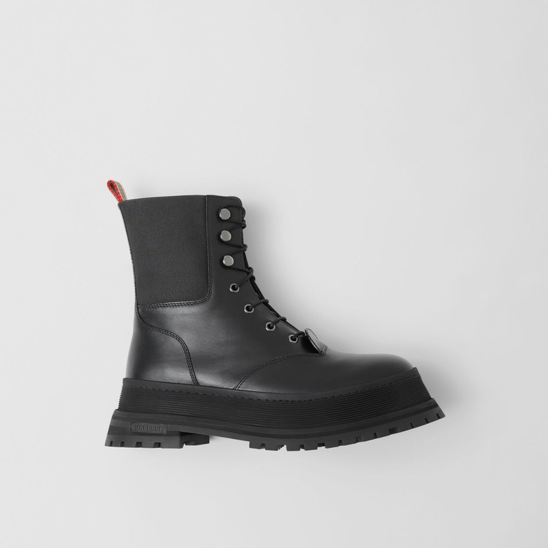 Icon Stripe Detail Lace-up Leather Boots - 1