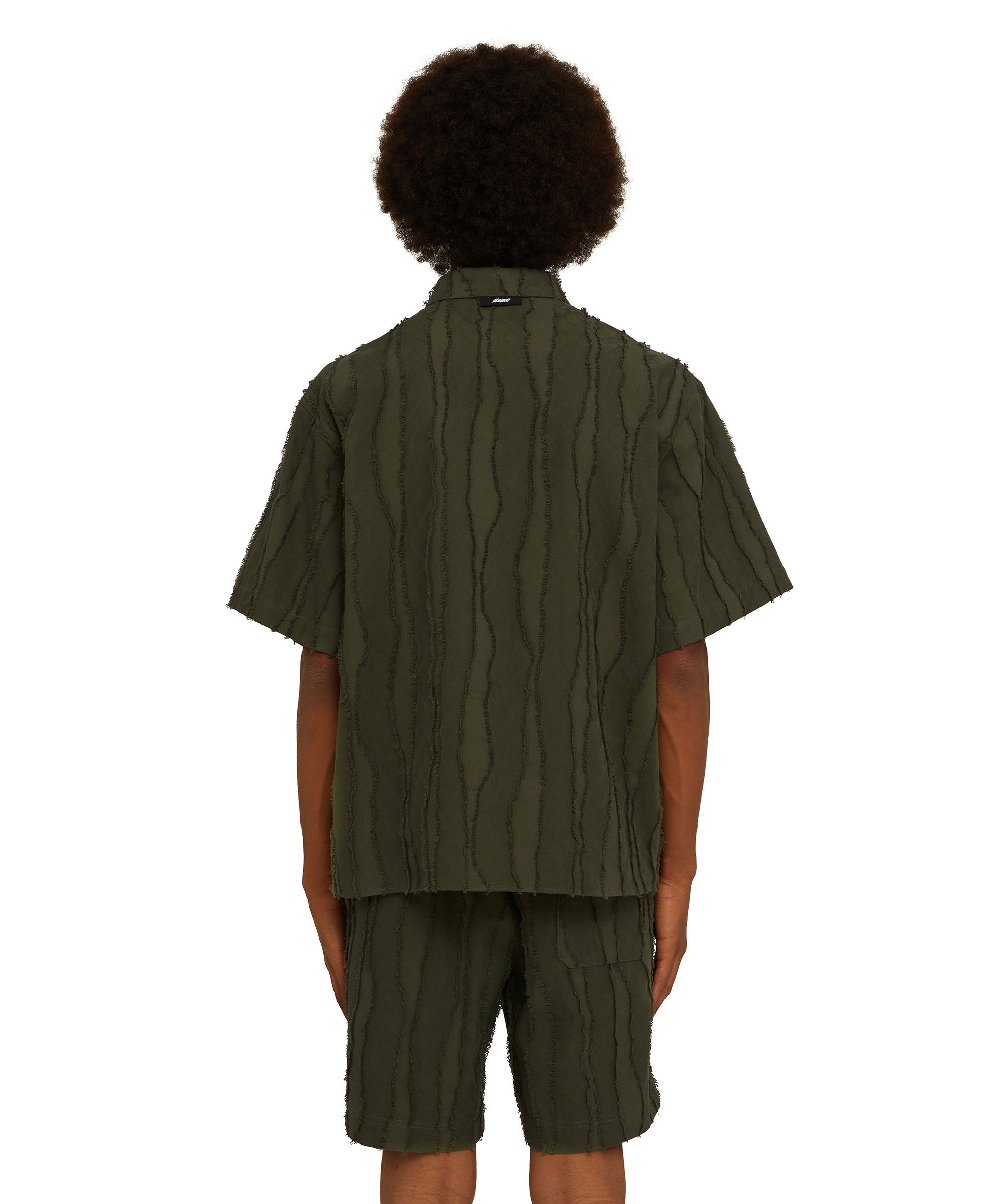 Solid color jacquard fil coup&eacute; cotton shirt - 4