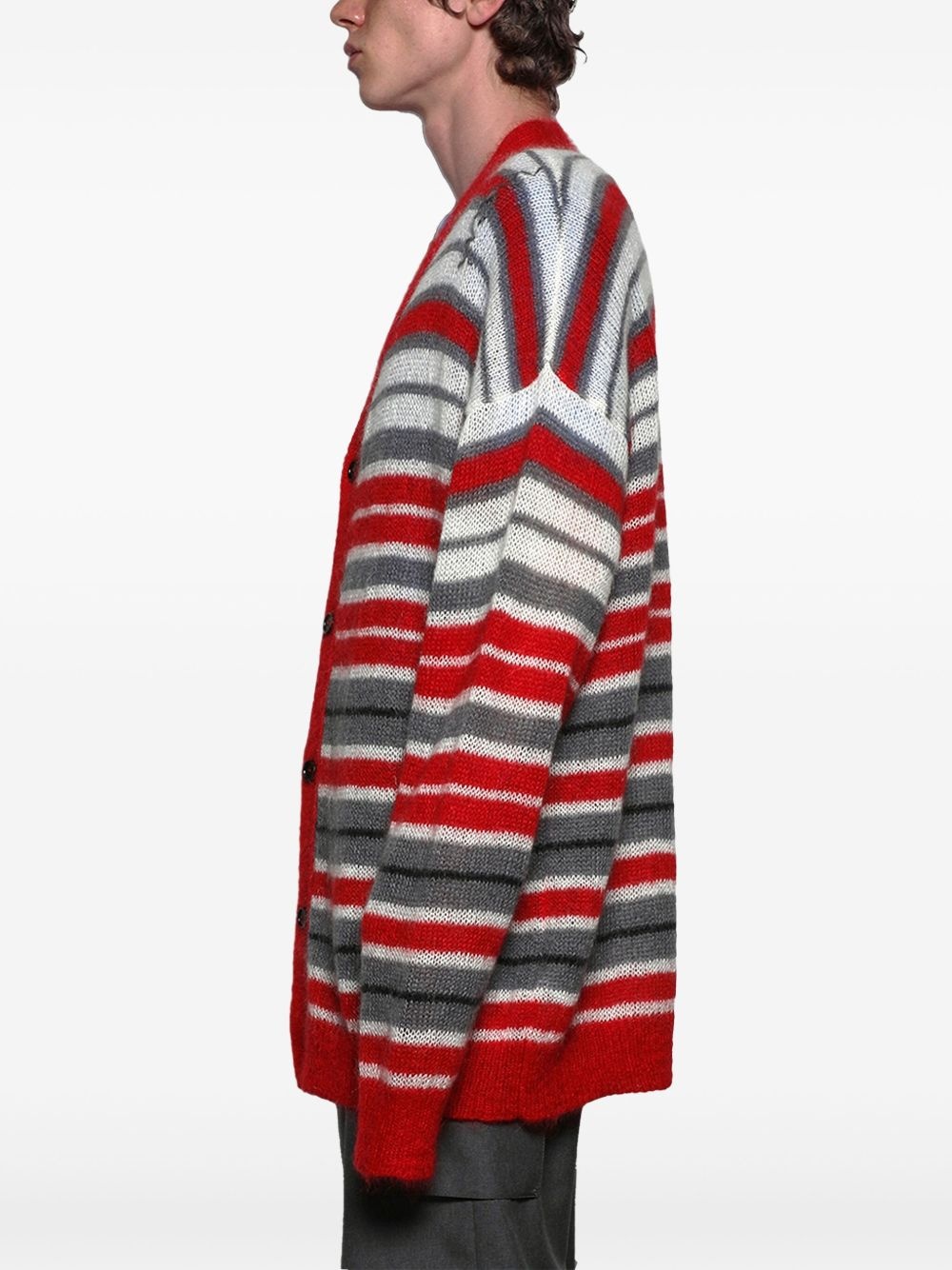 striped V-neck cardigan - 4