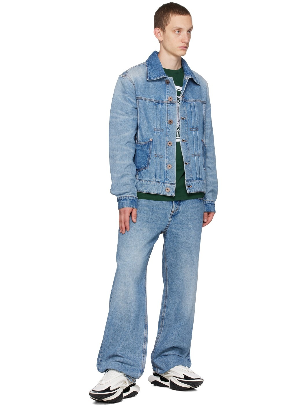 Blue Pleated Denim Jacket - 4