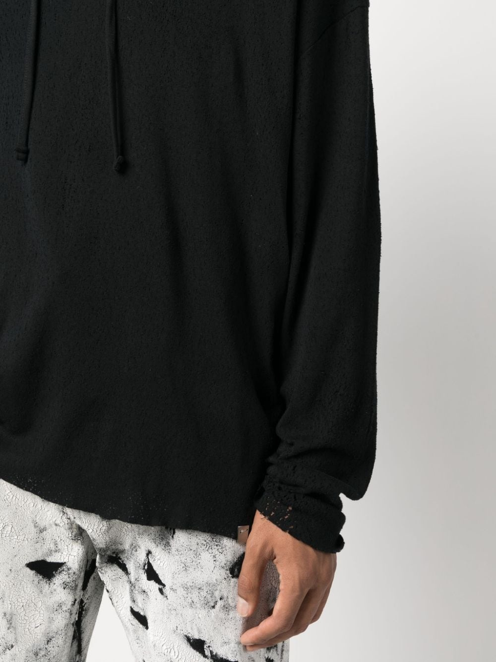 distressed cotton hoodie - 5