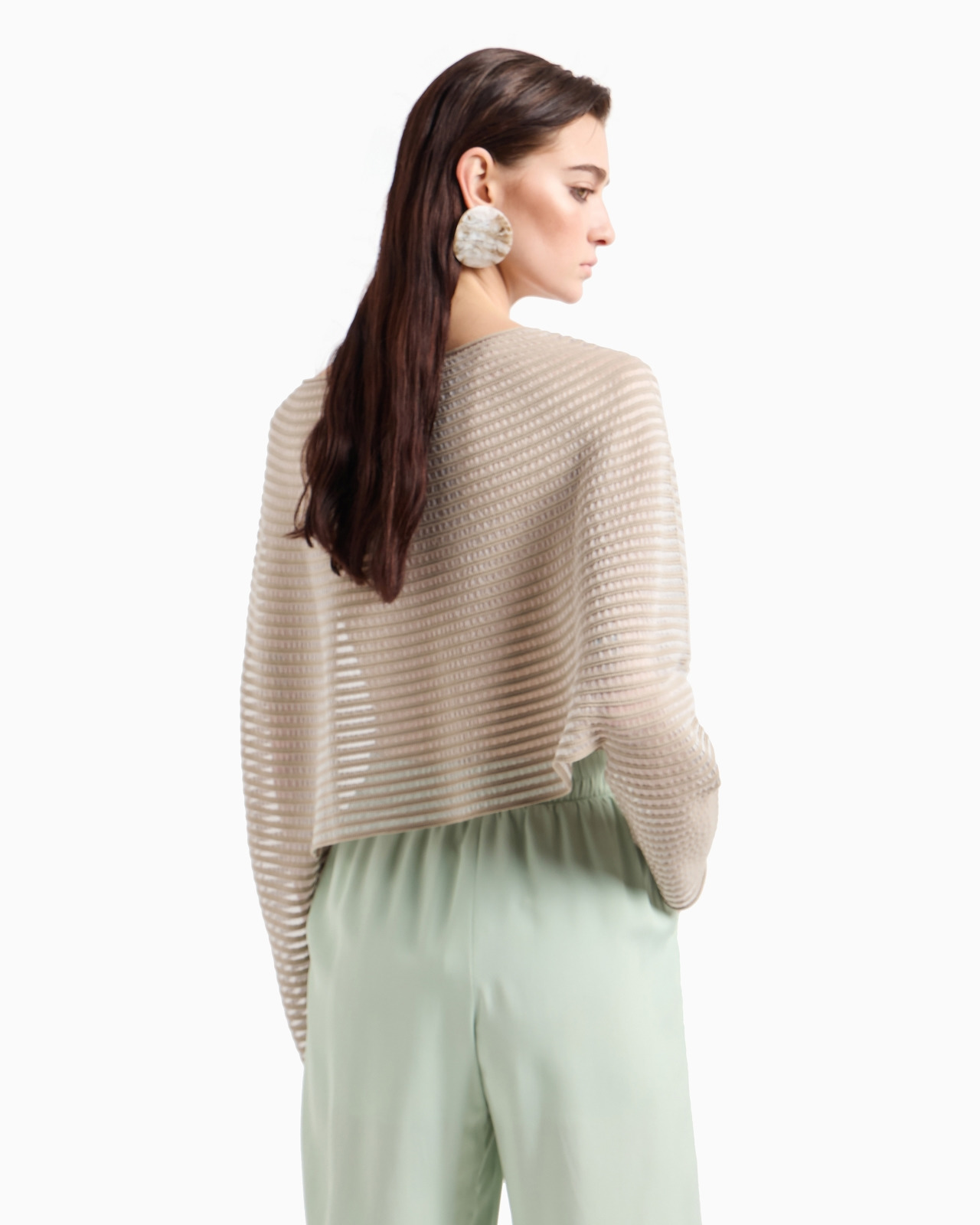Cape-effect cropped jumper in ottoman fabric - 3