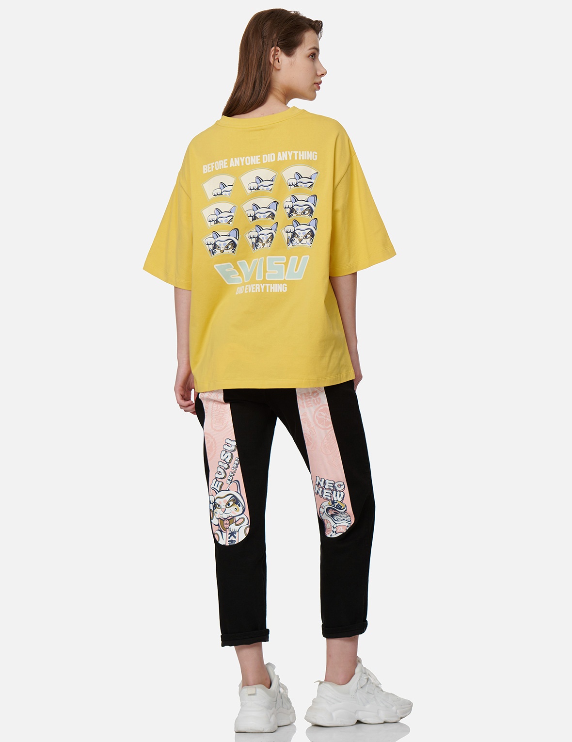 FORTUNE-CAT HIDE-AND-SEEK PRINT OVERSIZED T-SHIRT - 3