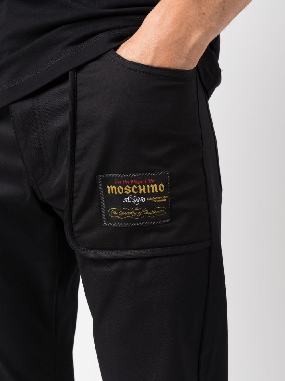 logo-patch straight-leg trousers - 5