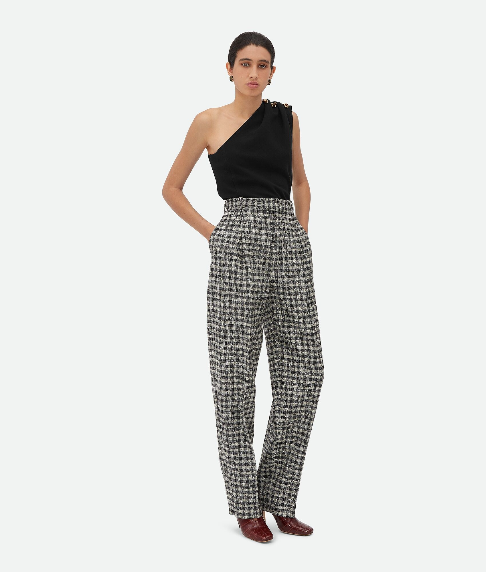 Boucle Gingham Wool Trousers - 4